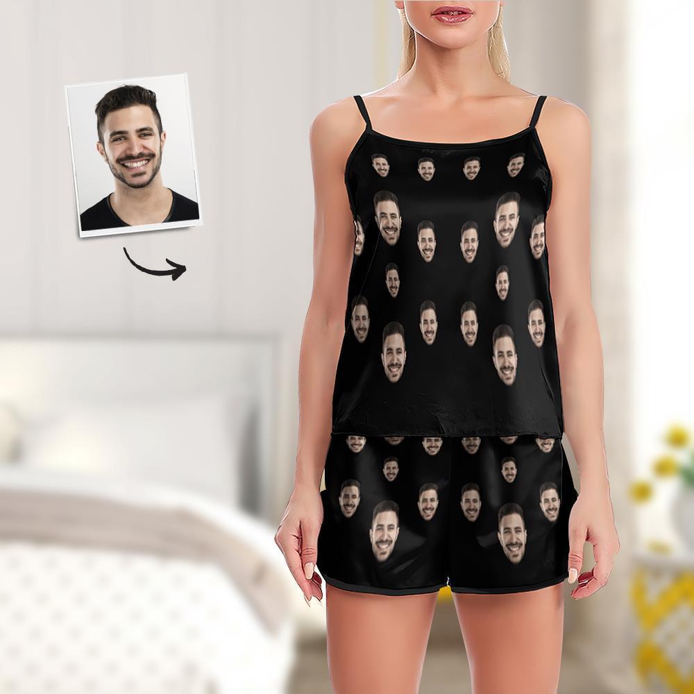 Benutzerdefinierte Gesichts-pyjamas, Hosenträger, Schlafmantel, Shorts, Dessous-set, Sommer-nachtwäsche – Gesicht - dephotoblanket