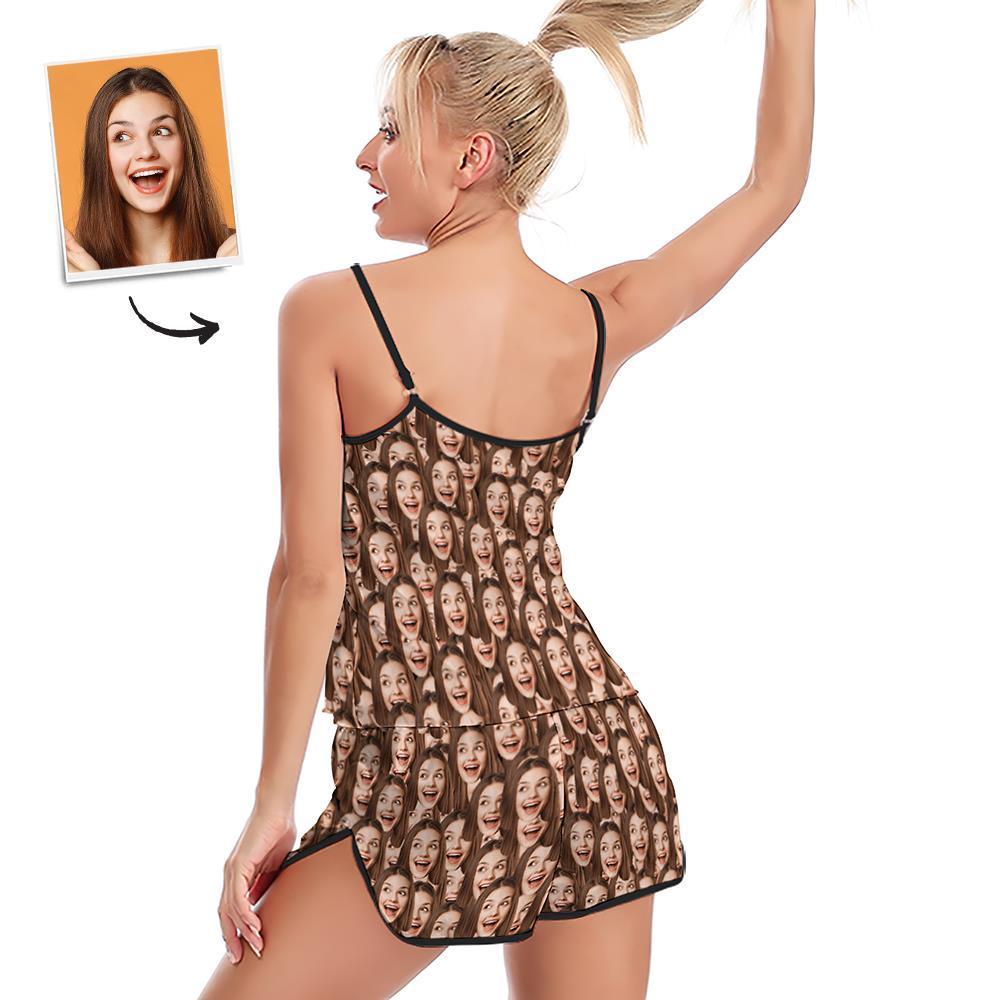 Maßgeschneiderte Gesichts-pyjamas, Straps-schlafmantel, Shorts, Dessous-set, Sommer-nachtwäsche – Face Mash - dephotoblanket