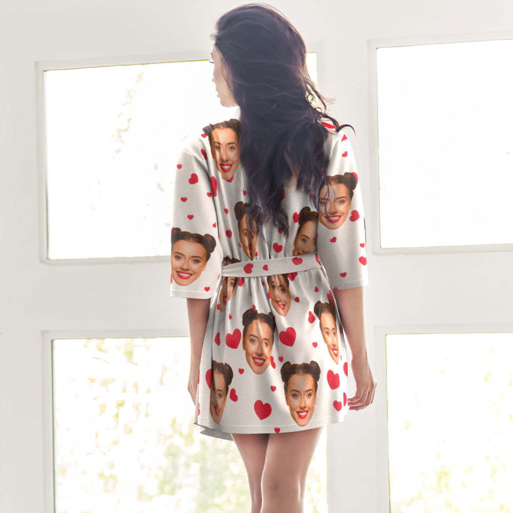 Benutzerdefiniertes Gesichts-nachthemd, Süßes Herz-druck-nachtgewand, Personalisiertes Geschenk - dephotoblanket