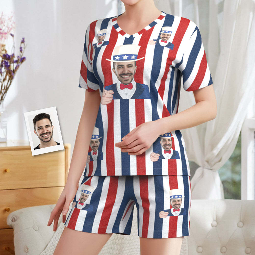 Benutzerdefinierter Gesichts-pyjama „i Want You“, Kurzes Pyjama-set, Geschenk Für Frauen - dephotoblanket