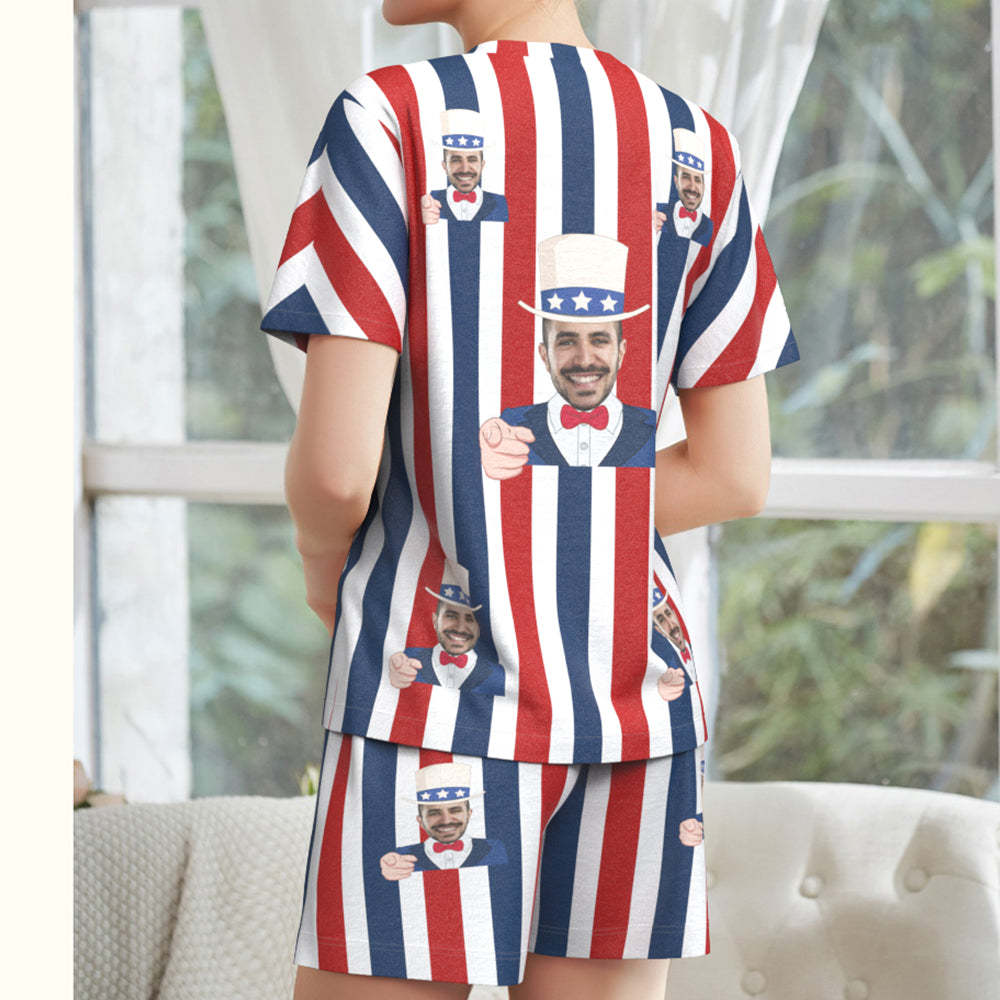 Benutzerdefinierter Gesichts-pyjama „i Want You“, Kurzes Pyjama-set, Geschenk Für Frauen - dephotoblanket