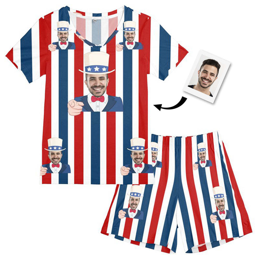 Benutzerdefinierter Gesichts-pyjama „i Want You“, Kurzes Pyjama-set, Geschenk Für Frauen - dephotoblanket