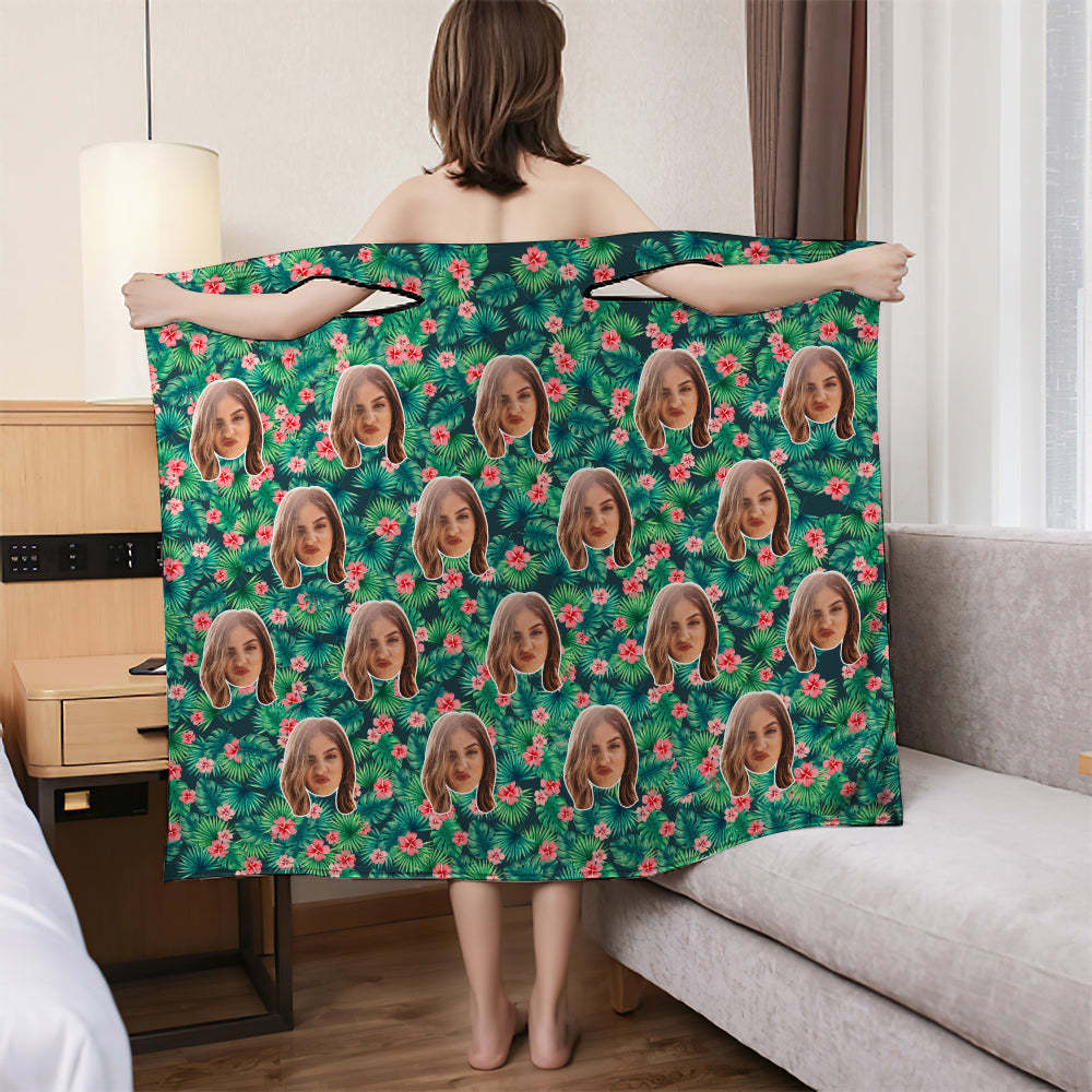 Benutzerdefiniertes Badetuch, Modisches Badekleid, Bademäntel Für Zuhause, Weicher Und Saugfähiger Bademantel, Rote Blume - dephotoblanket