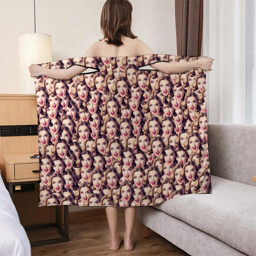 Individuelles Badetuch, Modisches Badekleid, Bademäntel Für Zuhause, Weicher Und Saugfähiger Bademantel, Mash-gesicht - dephotoblanket
