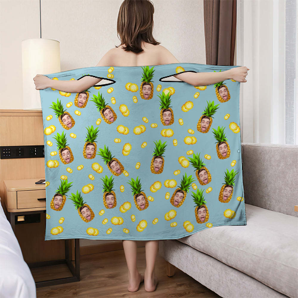 Individuelles Badetuch, Modisches Badekleid, Bademäntel Für Zuhause, Weicher Und Saugfähiger Bademantel, Ananas - dephotoblanket