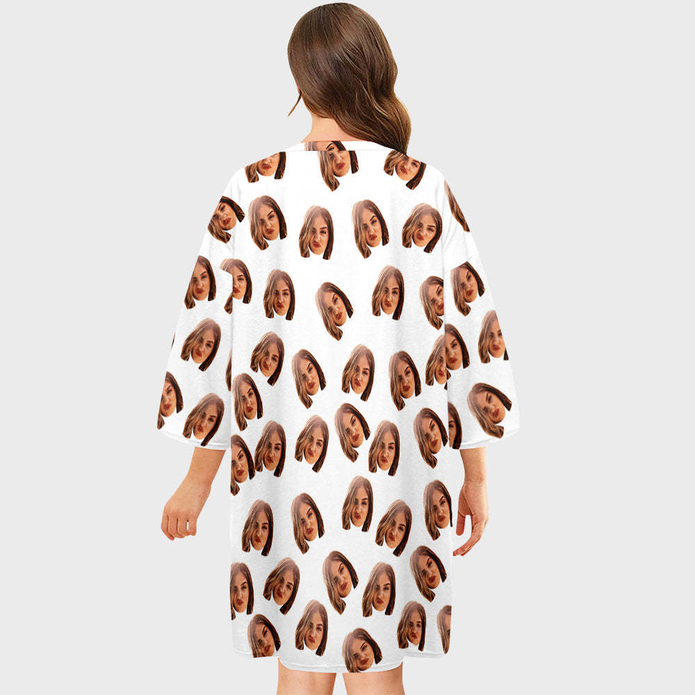 Benutzerdefiniertes Foto-gesichts-nachthemd, Personalisiertes, Übergroßes, Buntes Nachthemd Für Frauen, Geschenke Für Frauen - dephotoblanket