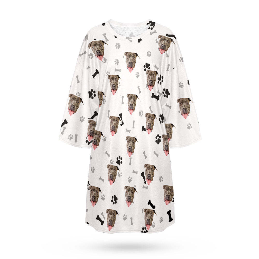 Benutzerdefiniertes Hundegesicht-nachthemd, Personalisiertes Foto, Übergroßes Buntes Nachthemd Für Frauen, Geschenke Für Frauen - dephotoblanket