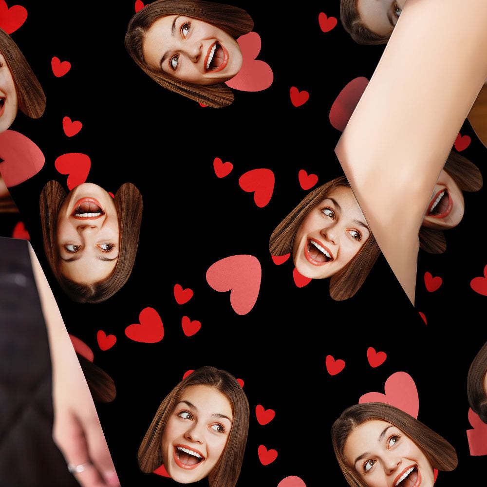 Benutzerdefiniertes Gesicht-nachthemd, Personalisiertes Foto, Übergroßes Damen-nachthemd, Rotes Herz, Geschenke Für Sie - dephotoblanket