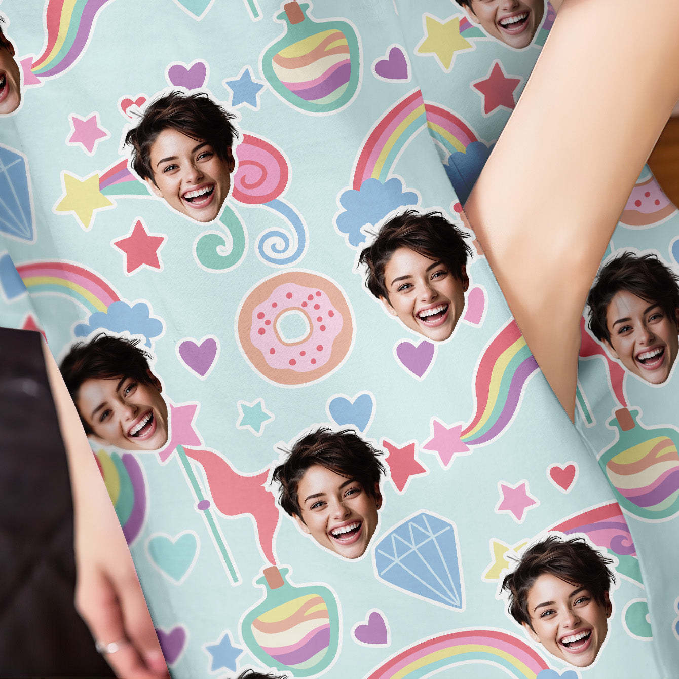 Benutzerdefiniertes Gesicht-nachthemd, Personalisiertes Damen-oversize-nachthemd, Traummädchen, Buntes Geschenk - dephotoblanket