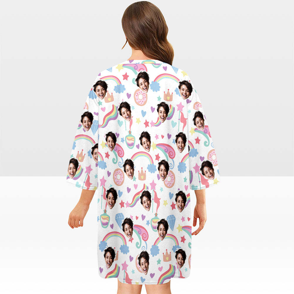 Benutzerdefiniertes Gesicht-nachthemd, Personalisiertes Damen-oversize-nachthemd, Traummädchen, Buntes Geschenk - dephotoblanket