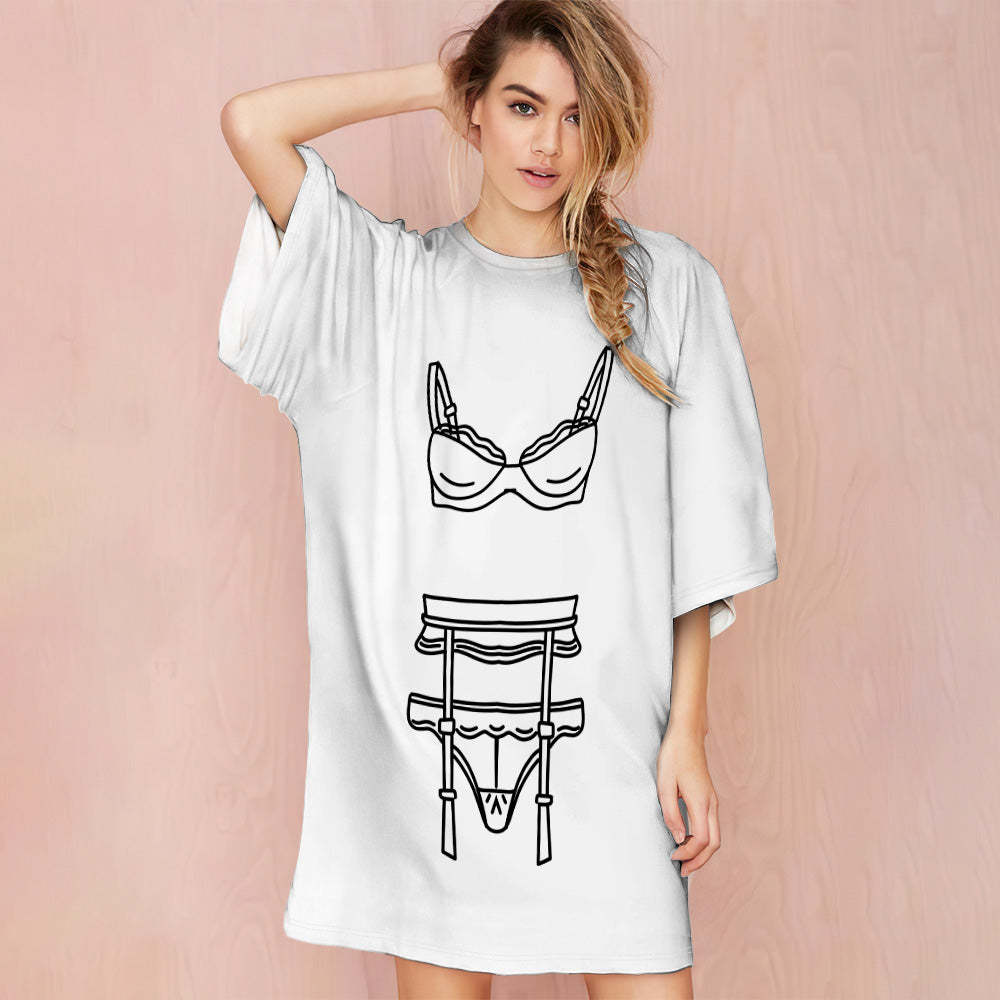 Lustiges, Individuelles Foto-gesichts-nachthemd, Personalisiertes, Übergroßes, Buntes Damen-nachthemd, Geschenke Für Sie - dephotoblanket