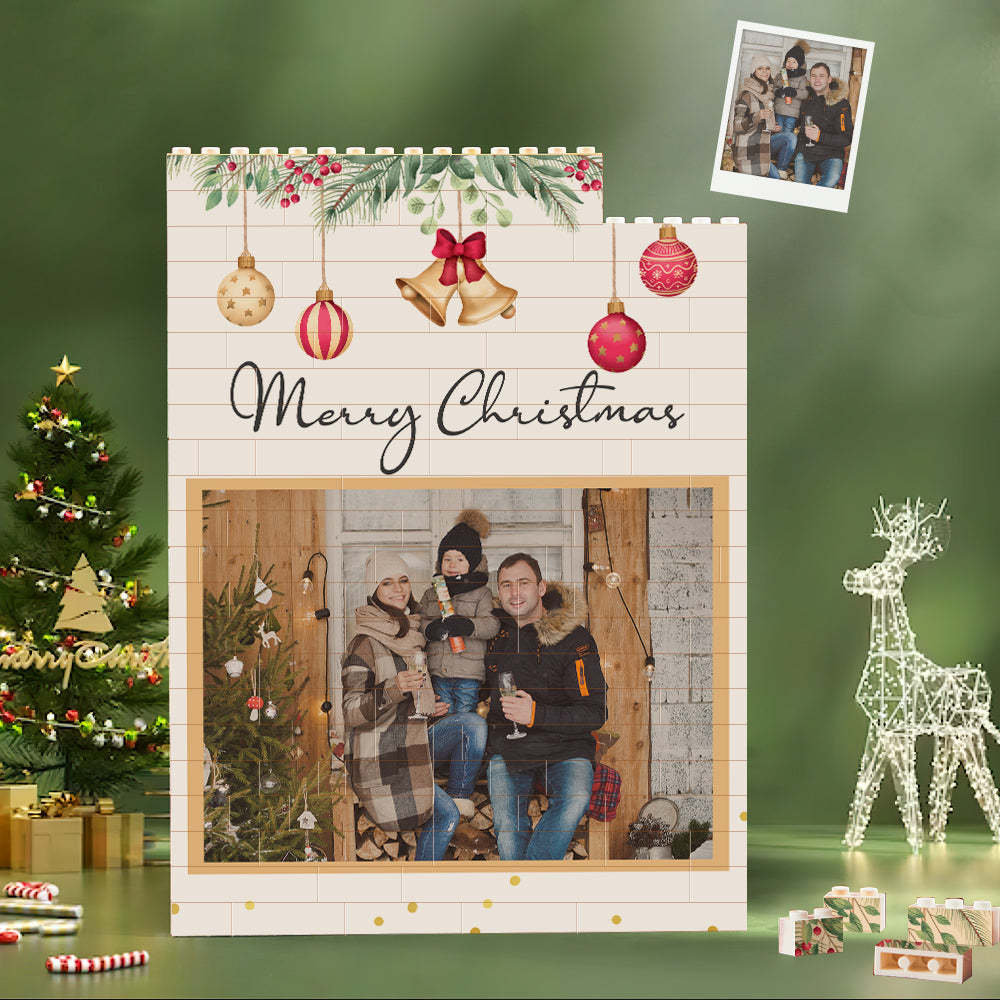 Benutzerdefiniertes Baustein-puzzle, Vertikale Gebäude-fotosteine, Frohe Weihnachten - dephotoblanket