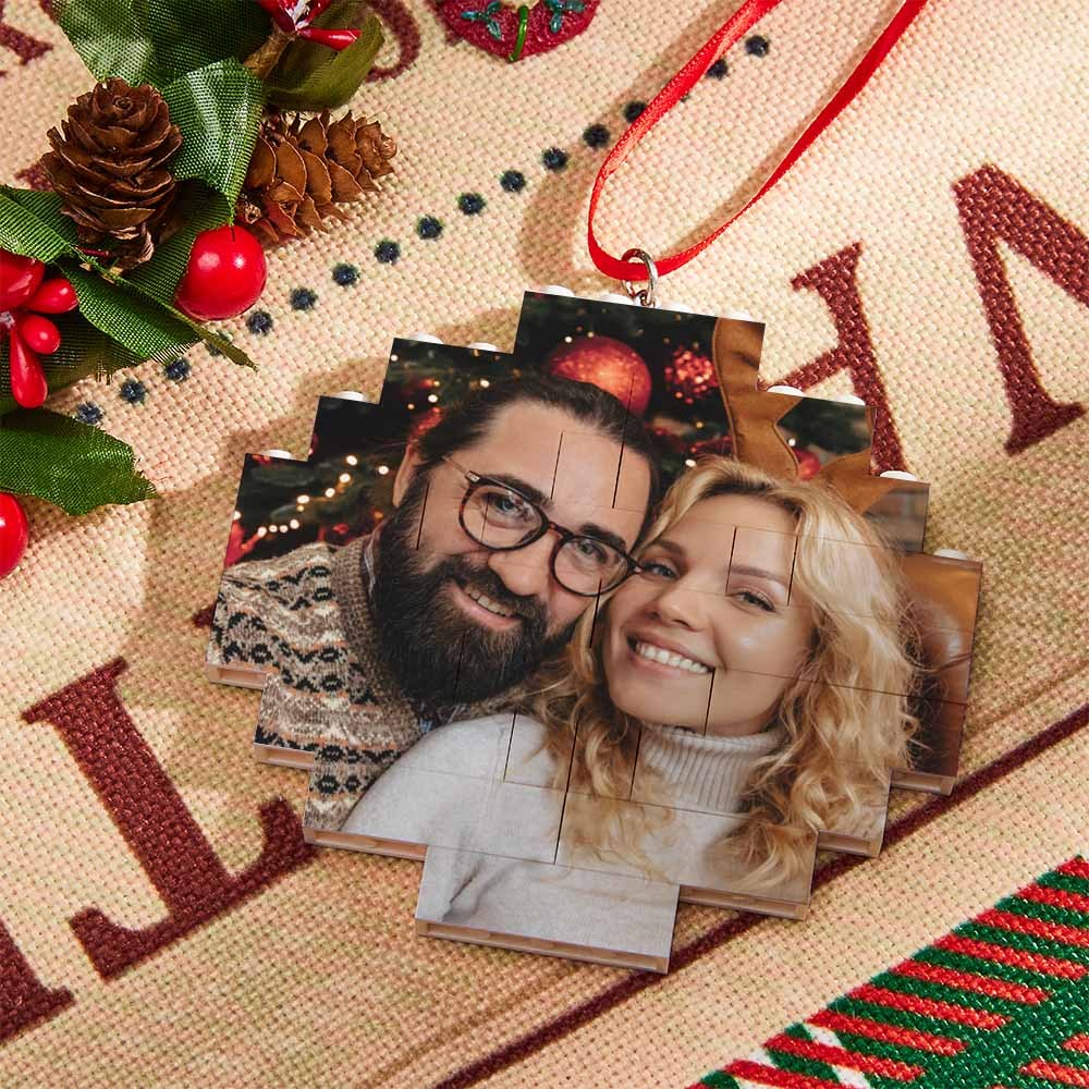 Weihnachtsverzierung Benutzerdefinierter Musik-code Runder Fotoblock Personalisierter Baustein - dephotoblanket