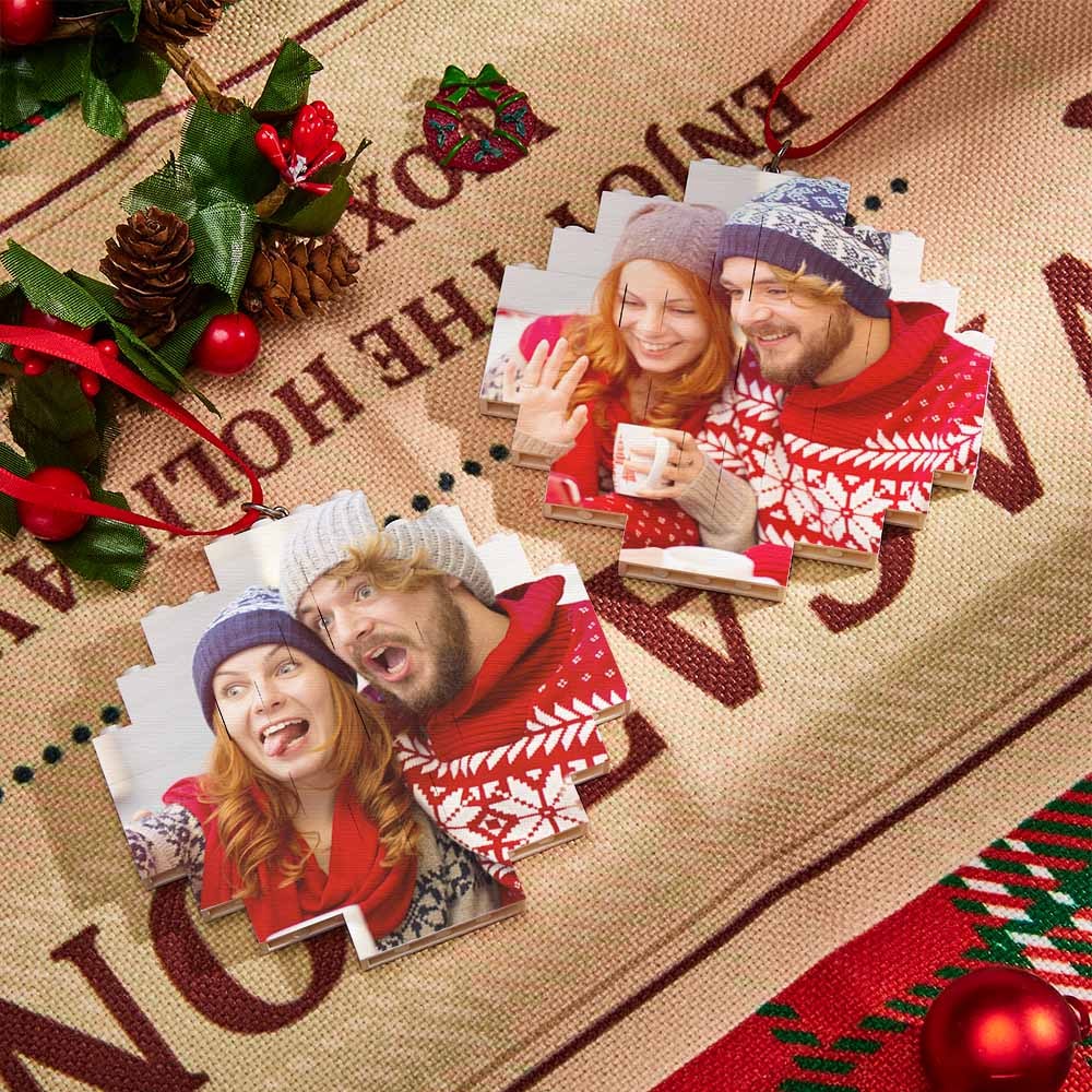 Weihnachtsverzierung Benutzerdefinierter Musik-code Runder Fotoblock Personalisierter Baustein - dephotoblanket