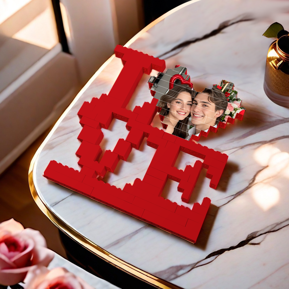 Geschenke Zum Valentinstag, Individueller Bausteine-fotoblock, Personalisierte Liebesziegel-rätsel, Geschenke Für Verliebte - dephotoblanket
