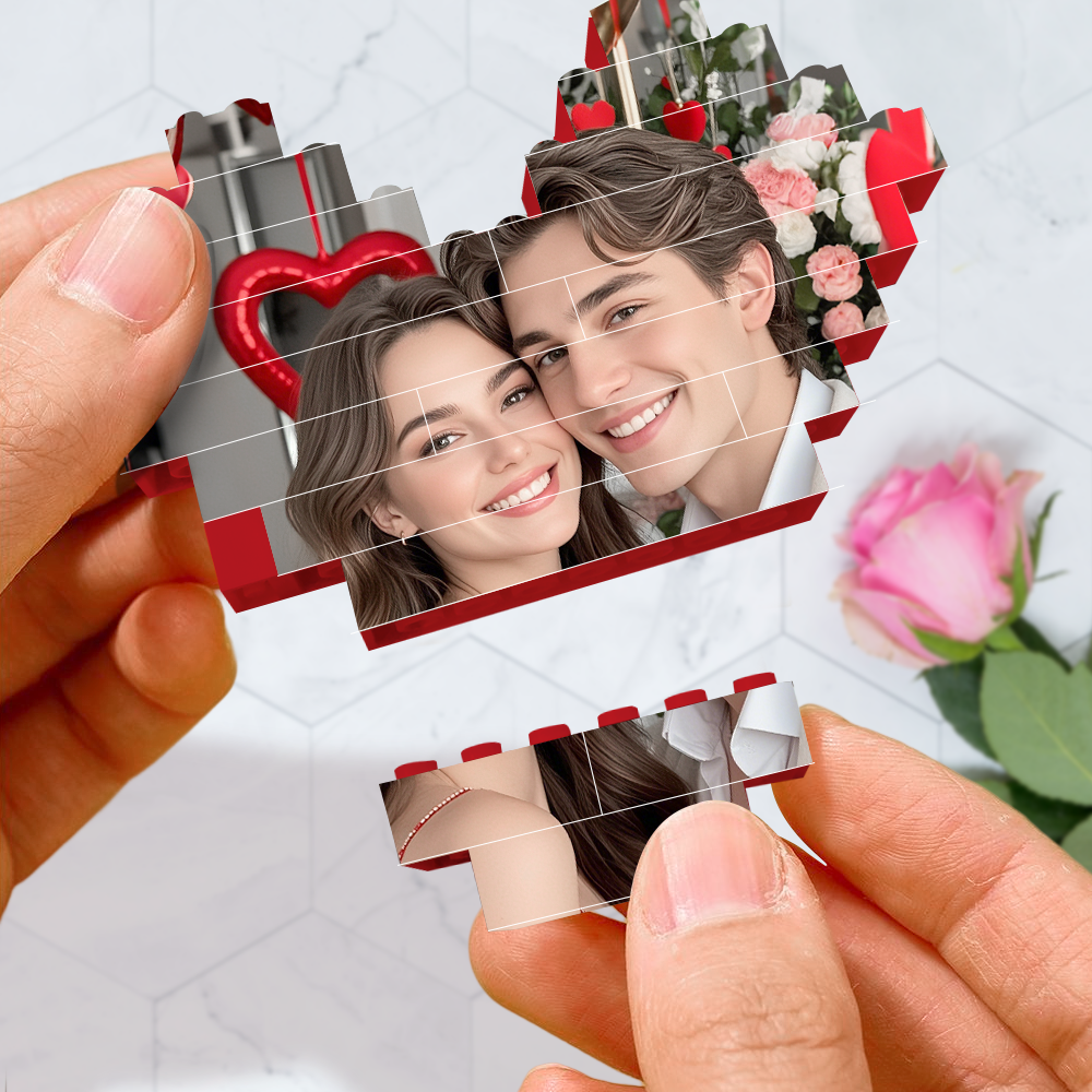 Geschenke Zum Valentinstag, Individueller Bausteine-fotoblock, Personalisierte Liebesziegel-rätsel, Geschenke Für Verliebte - dephotoblanket