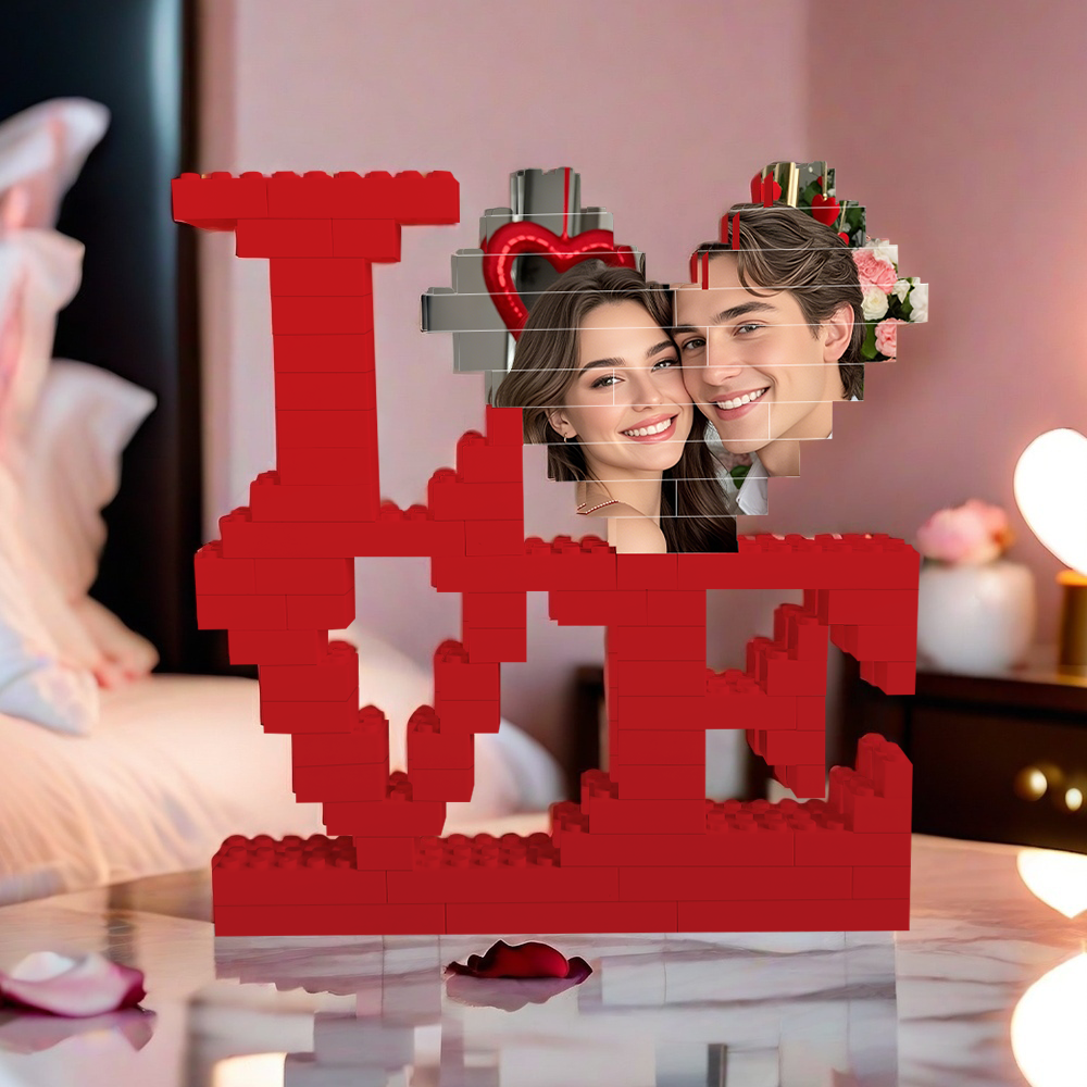 Geschenke Zum Valentinstag, Individueller Bausteine-fotoblock, Personalisierte Liebesziegel-rätsel, Geschenke Für Verliebte - dephotoblanket