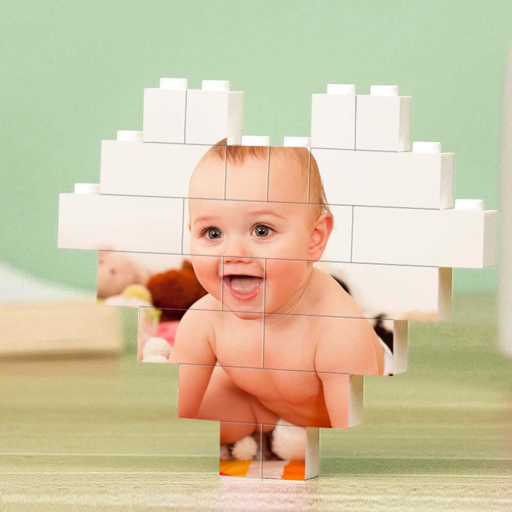 Kundenspezifisches Baustein-puzzle-gravur-personalisiertes Herzförmiges Foto-block-geschenk Für Kindertag - dephotoblanket