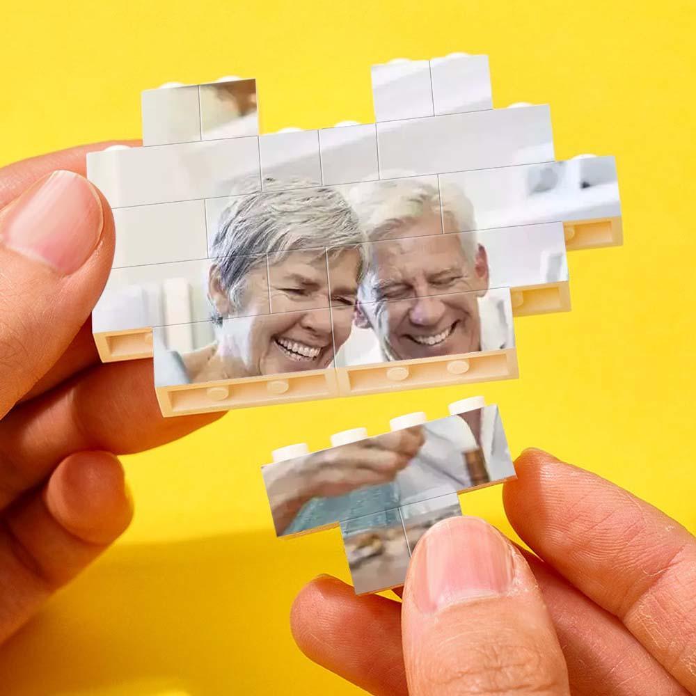 Individuelles Baustein-puzzle Personalisiertes Herzförmiges Gravur-fotoblock-geschenk Zum Jahrestag - dephotoblanket