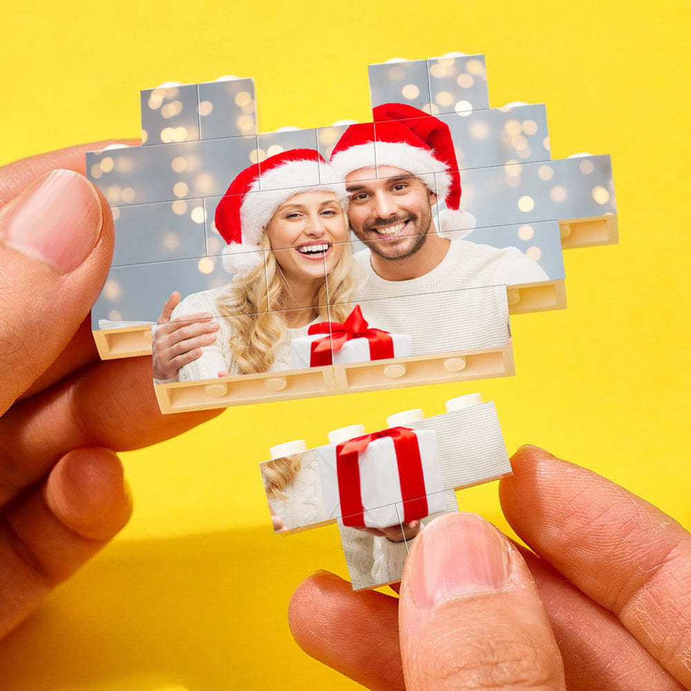 Kundenspezifischer Baustein Personalisierter Foto- Und Textblock Herzförmige Geschenke Für Weihnachten - dephotoblanket