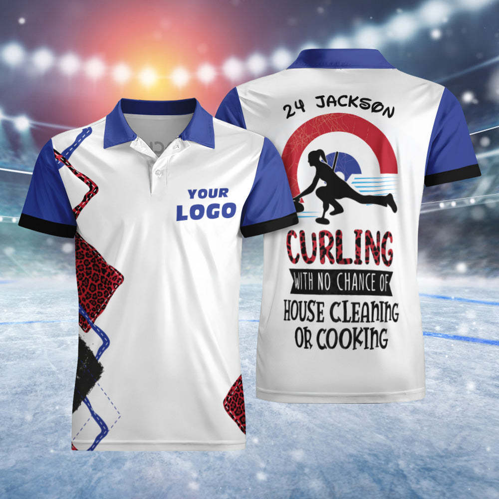 Kurzärmliges Poloshirt Mit Individuellem Logo Und Namensnummer, Rotes Leoparden-shirt, Das Sich Ohne Chance Auf Sauberkeit Oder Kochen Aufrollt - dephotoblanket