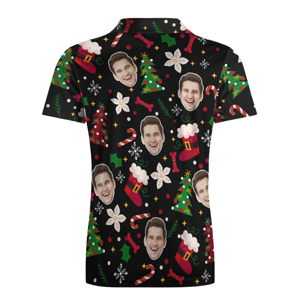 Benutzerdefinierte Foto Weihnachten Kurzarm Poloshirt Personalisierte Lustige Hund Weihnachten Shirt Herren Tops - dephotoblanket