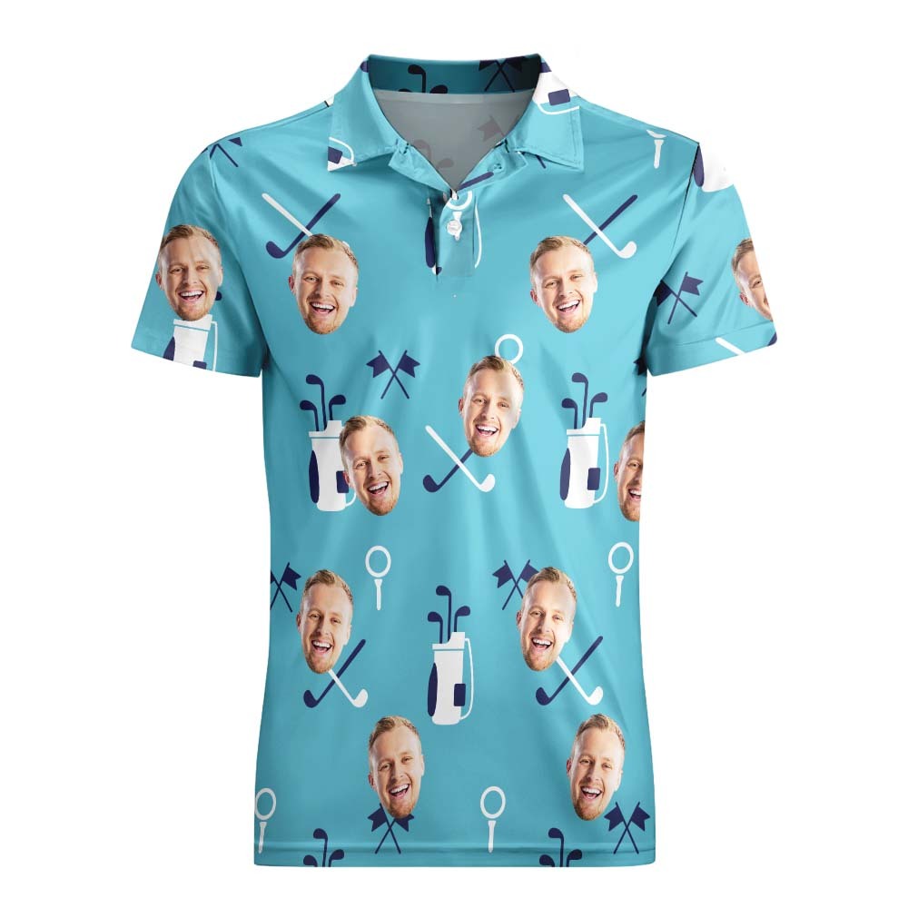 Benutzerdefinierte Herren-gesichts-poloshirt Golf-polo-shirts Für Ihn Golfschläger - dephotoblanket