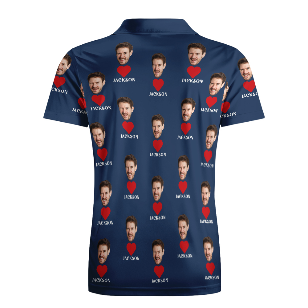 Poloshirt Mit Individuellem Namen, Personalisierte Herzen, Kurzärmeliges Golfshirt Mit Bildlogo, Individuelle Poloshirts Für Herren - dephotoblanket