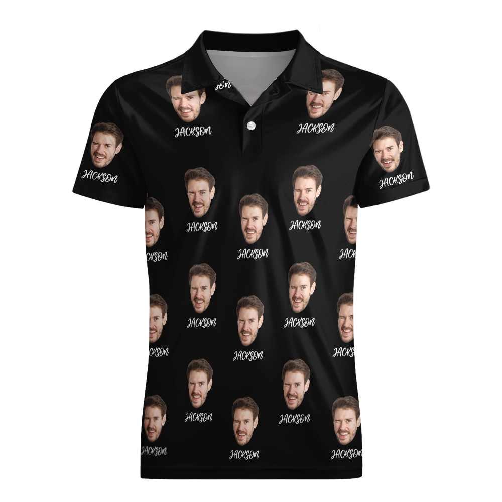 Poloshirt Mit Individuellem Namen, Personalisierte Herzen, Kurzärmeliges Golfshirt Mit Bildlogo, Individuelle Poloshirts Für Herren - dephotoblanket