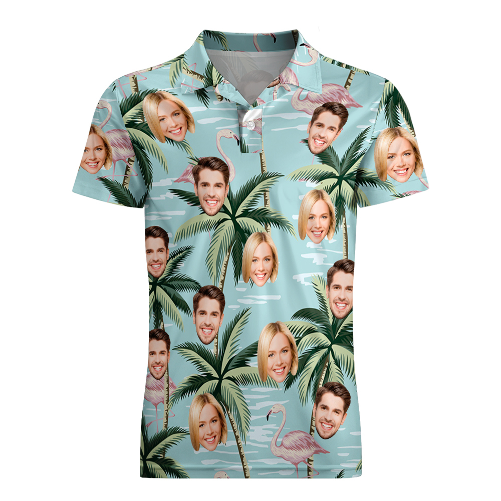 Benutzerdefiniertes Poloshirt Mit Gesicht, Personalisiertem Logo, Hellgrünes Poloshirt Für Männer, Geschenk Für Ihn - dephotoblanket