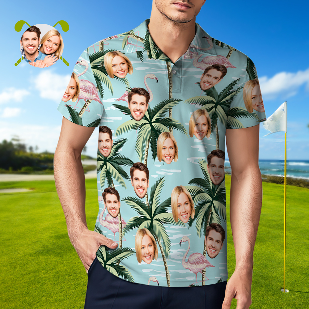 Benutzerdefiniertes Poloshirt Mit Gesicht, Personalisiertem Logo, Hellgrünes Poloshirt Für Männer, Geschenk Für Ihn - dephotoblanket