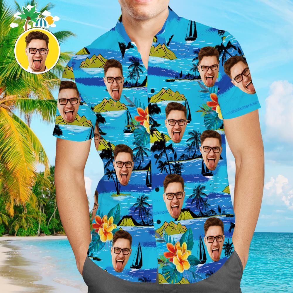 Benutzerdefiniertes Gesichtspaar, passendes Hawaii-Hemd, Berge, Valentinstagsgeschenk - dephotoblanket