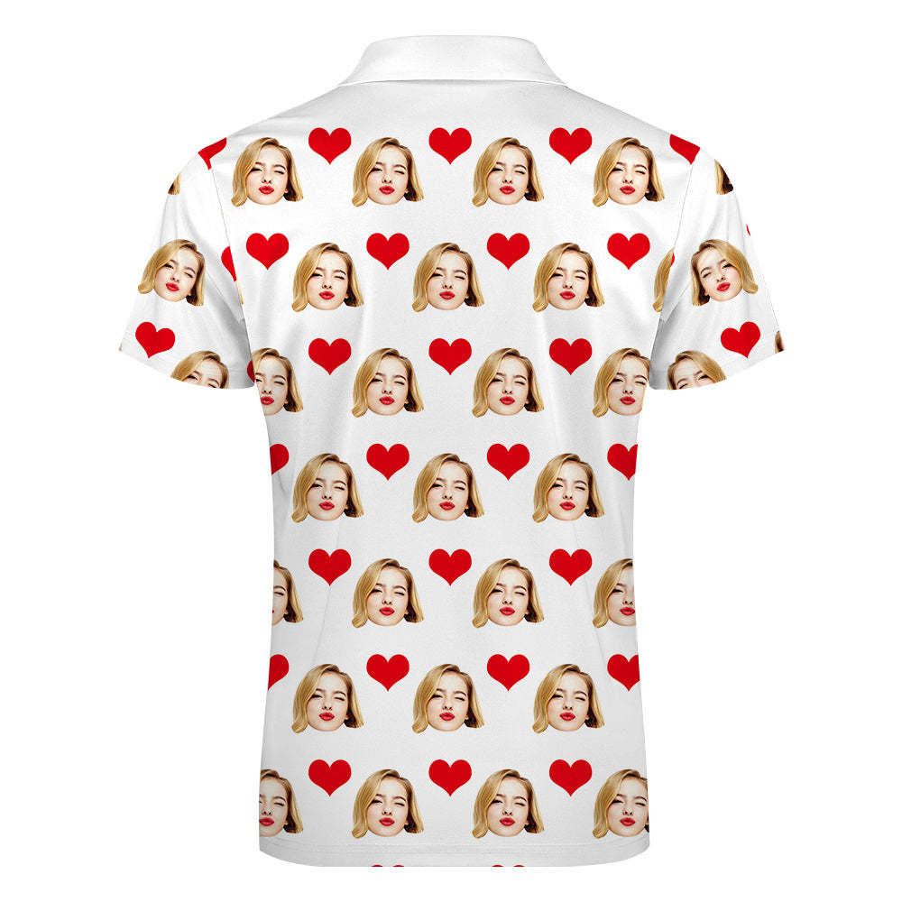 Benutzerdefiniertes Gesichts-poloshirt Mit Reißverschluss. Herren-poloshirt Für Freund Oder Ehemann - dephotoblanket