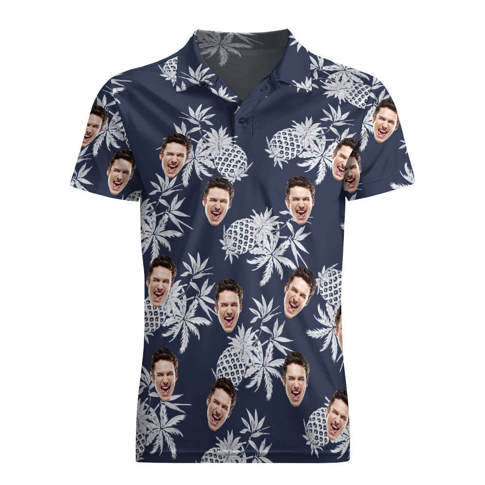 Herren-shirt Mit Individuellem Gesicht, Personalisierte Golf-shirts Für Ihn, Vintage-ananas - dephotoblanket