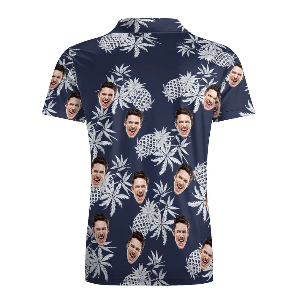 Herren-shirt Mit Individuellem Gesicht, Personalisierte Golf-shirts Für Ihn, Vintage-ananas - dephotoblanket