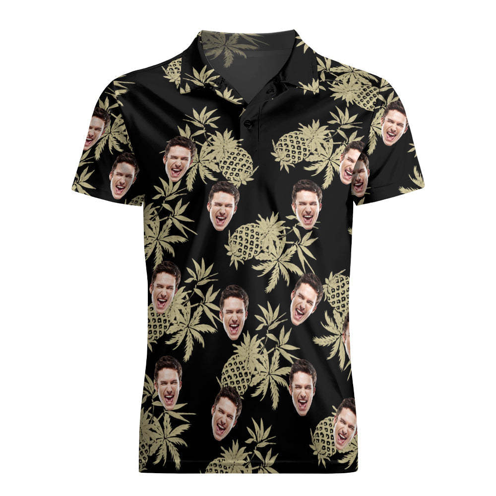 Herren-shirt Mit Individuellem Gesicht, Personalisierte Golf-shirts Für Ihn, Vintage-ananas - dephotoblanket