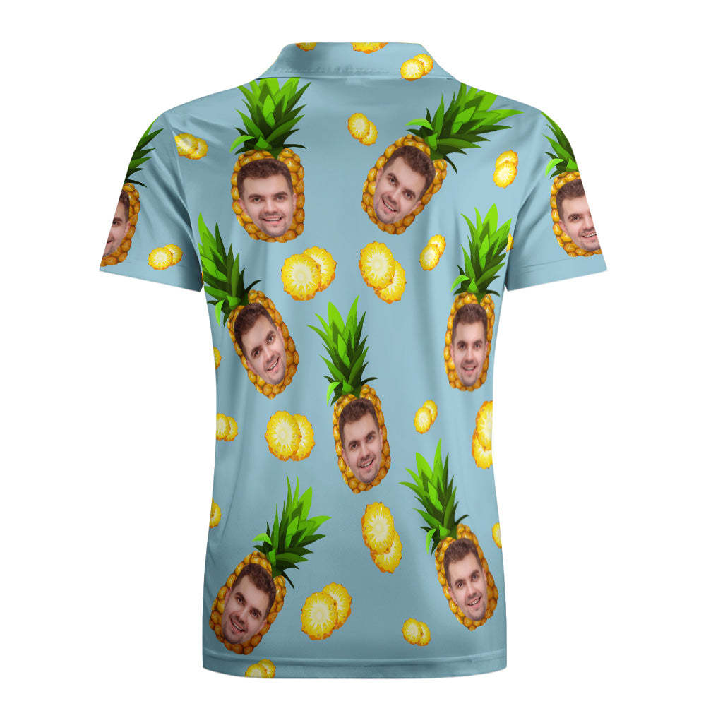 Herren-polo-shirt Mit Individuellem Gesicht, Personalisierte Golf-shirts Für Ihn, Große Ananas - dephotoblanket