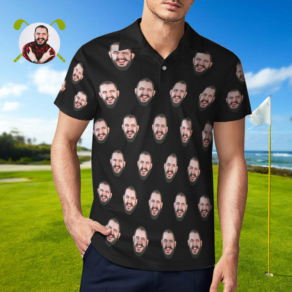 Benutzerdefiniertes Gesichts-polo-shirt Für Herren, Personalisierte Golf-shirts Für Ihn - dephotoblanket
