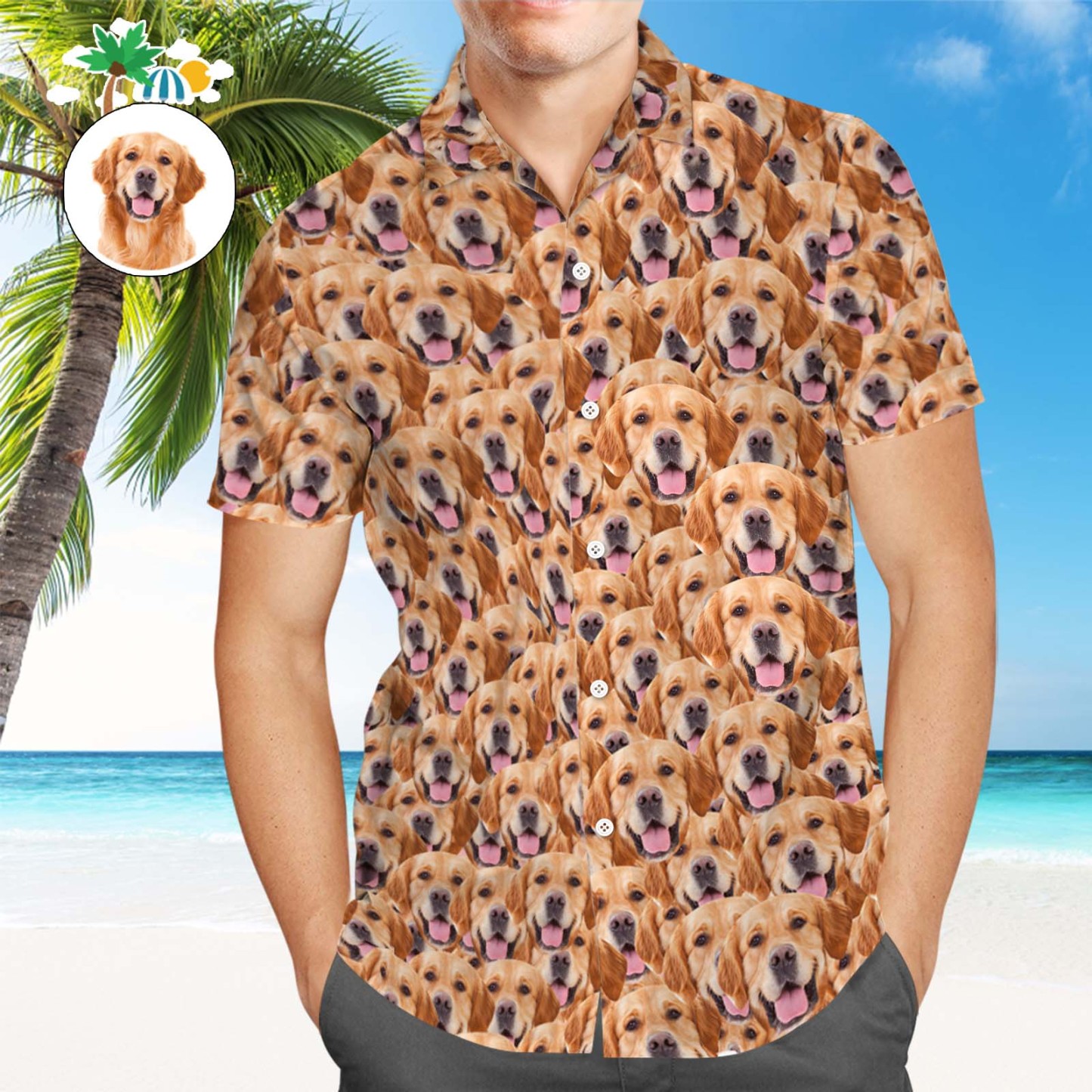 Benutzerdefiniertes Haustiergesicht-Hawaii-Hemd. All-Over-Print-Hawaii-Hemd für Herren. Personalisiertes Hawaii-Hemd - dephotoblanket