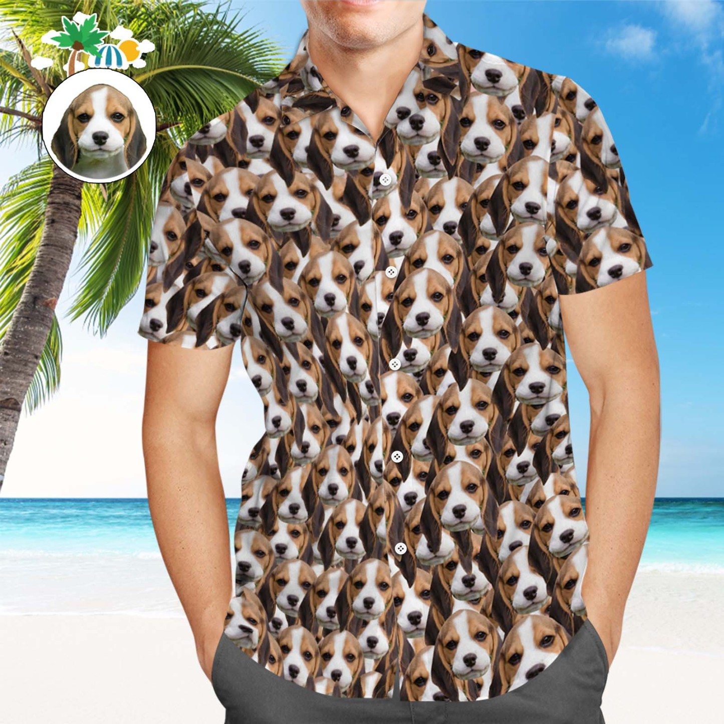Benutzerdefiniertes Haustiergesicht-Hawaii-Hemd. All-Over-Print-Hawaii-Hemd für Herren. Personalisiertes Hawaii-Hemd - dephotoblanket