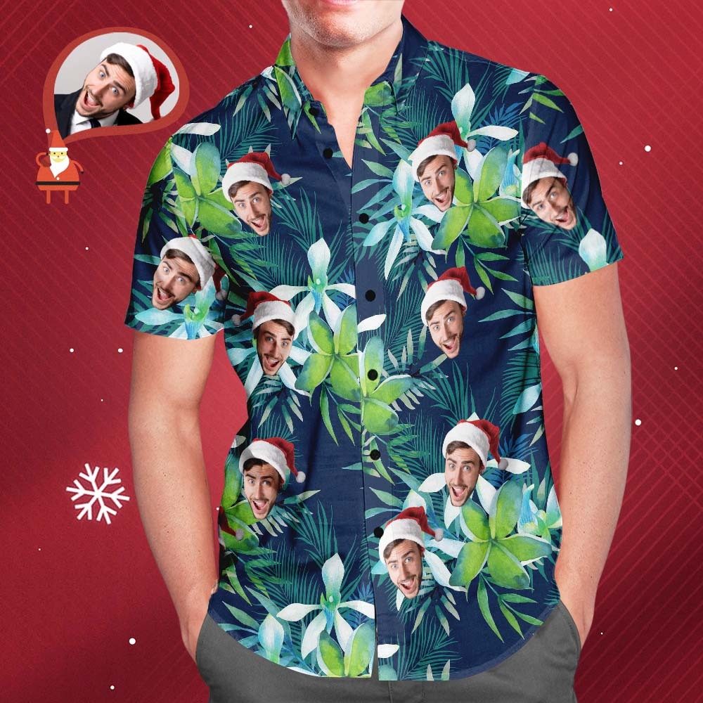 Weihnachtsgeschenk Individuelle Hawaiihemden Blätter & Blütenblatt Aloha Strandhemd für Männer - dephotoblanket