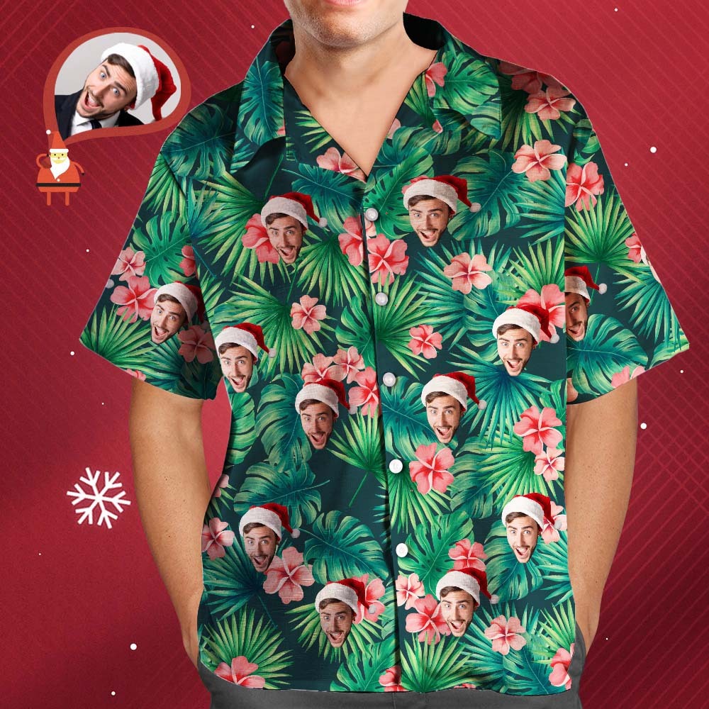 Weihnachtsgeschenk Benutzerdefinierte Hawaiihemden Rote Blumen Design Personalisiertes Aloha-Strandhemd für Männer - dephotoblanket