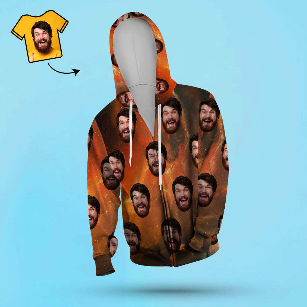 Unisex-hoodie Mit Individuellem Gesicht, Lässig, Bedruckt, Mit Foto, Zip-hoodie Für Männer Und Frauen – Universum - dephotoblanket