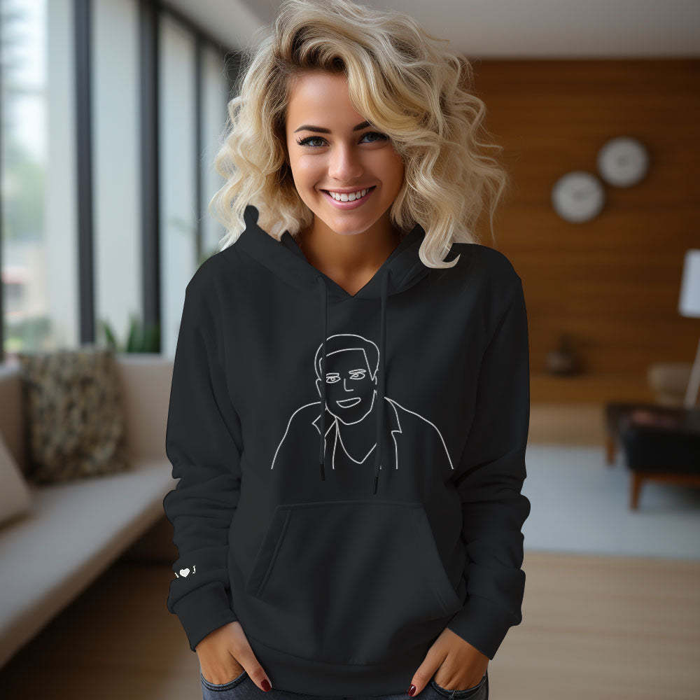 Benutzerdefinierte Foto Bestickt Tasche Hoodie Text Auf Ärmel Bunte Paar Sweatshirt - dephotoblanket