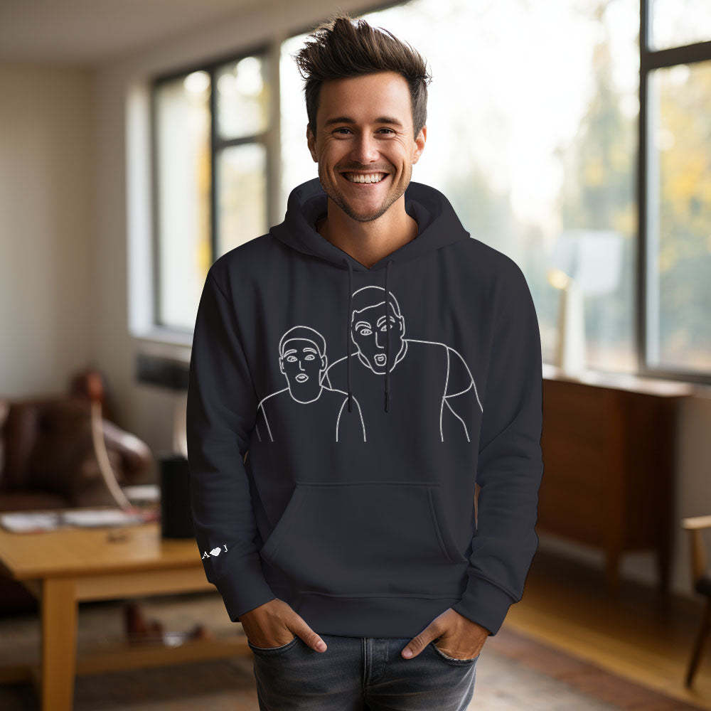 Benutzerdefinierte Foto Bestickt Tasche Hoodie Text Auf Ärmel Bunte Paar Sweatshirt - dephotoblanket