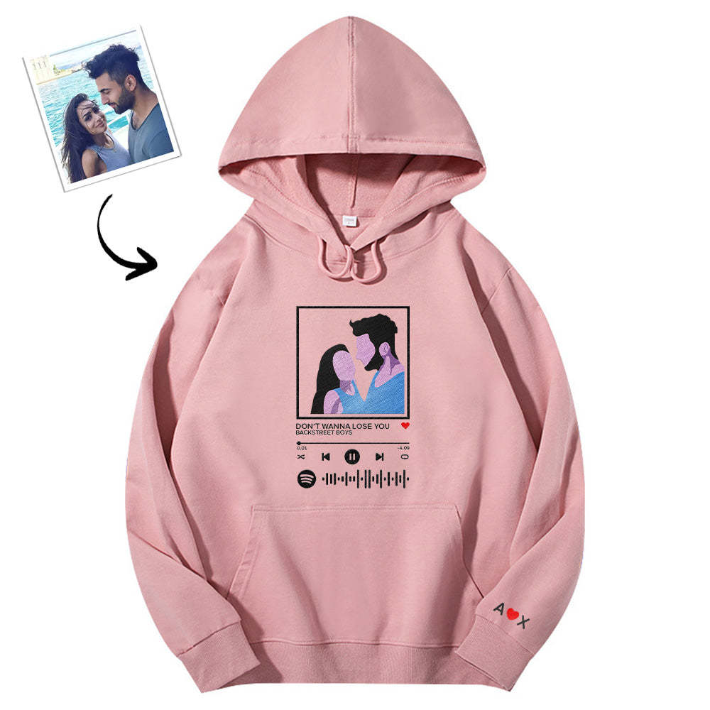 Scanbarer Spotify-code, Bestickter Kapuzenpullover, Cartoon-bild, Musik-player, Paar-geschenk - dephotoblanket