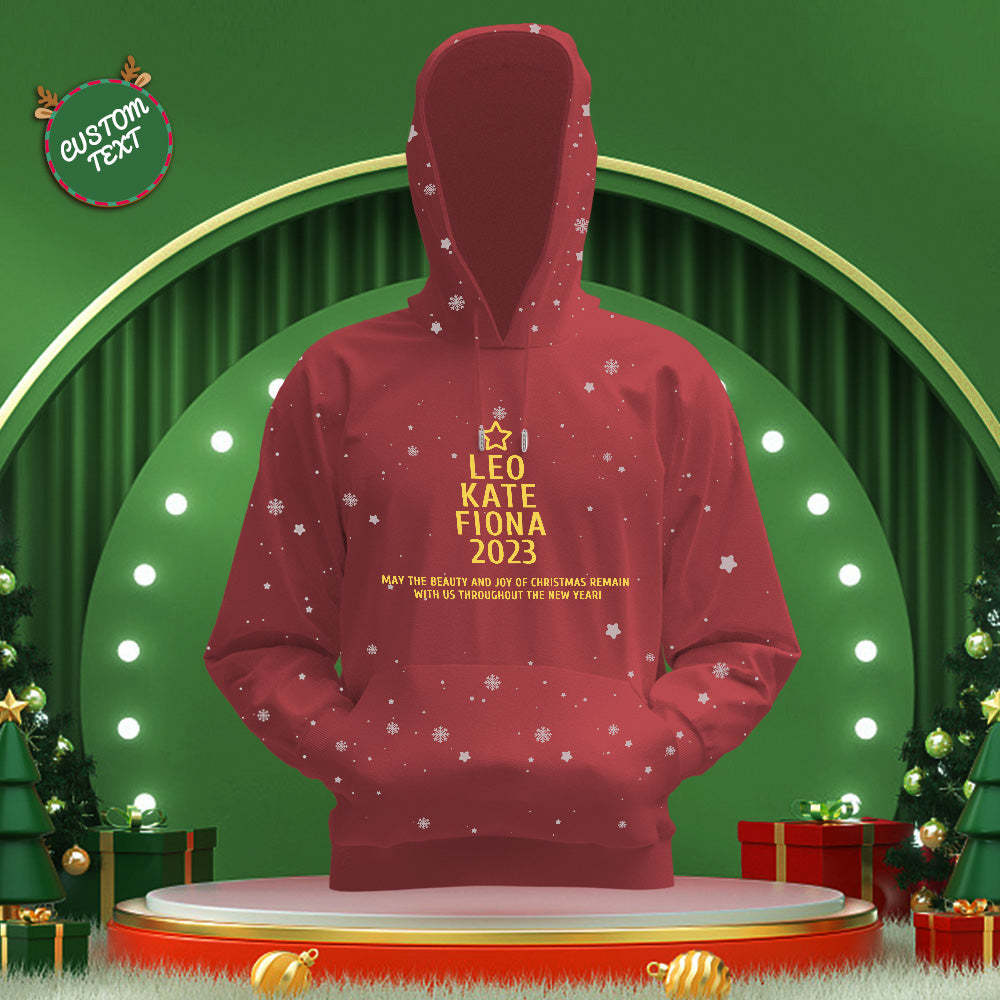 Benutzerdefinierte Familiennamen Weihnachtsbaum Hoodies Personalisierte Sweatshirts Weihnachtstagsgeschenke - dephotoblanket