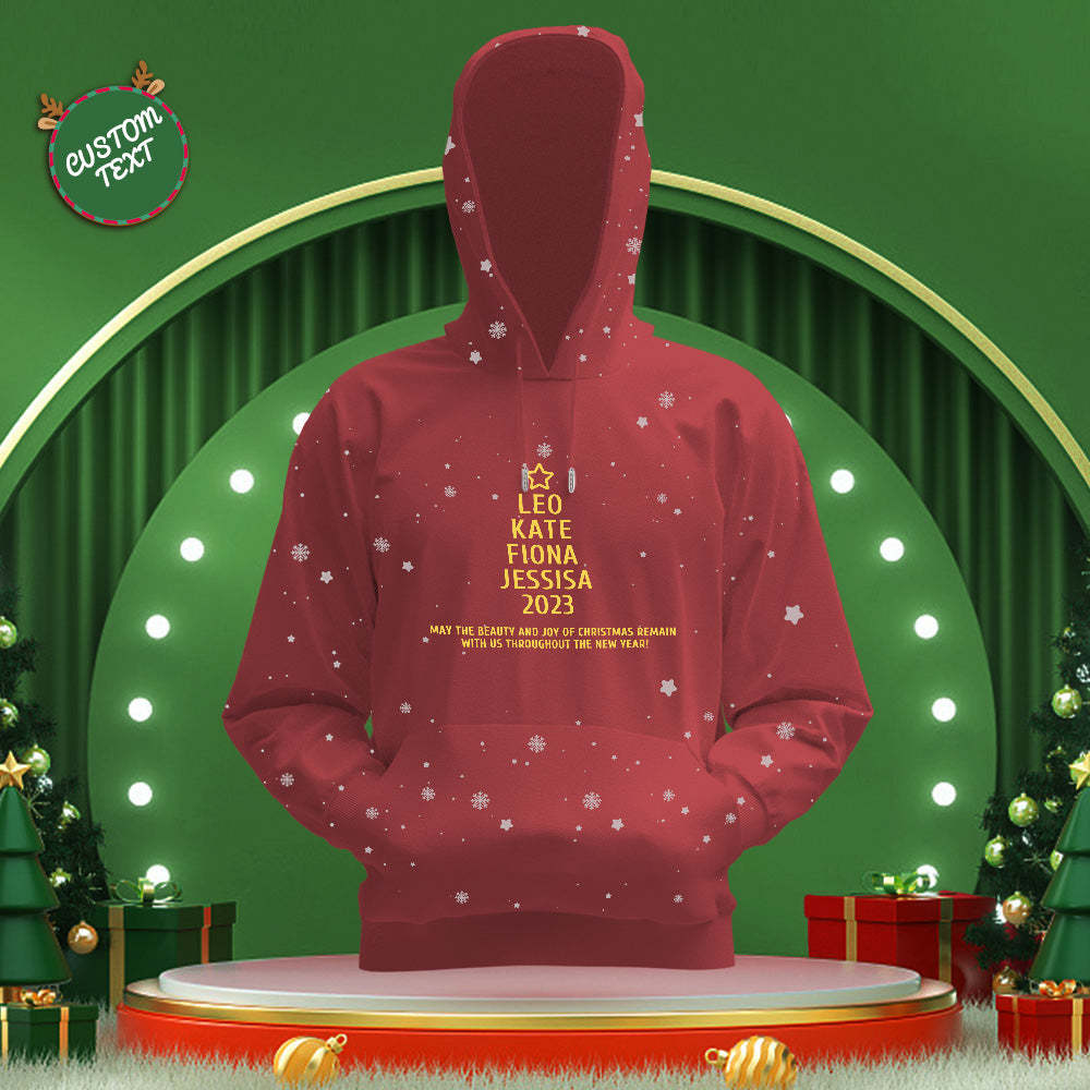 Benutzerdefinierte Familiennamen Weihnachtsbaum Hoodies Personalisierte Sweatshirts Weihnachtstagsgeschenke - dephotoblanket