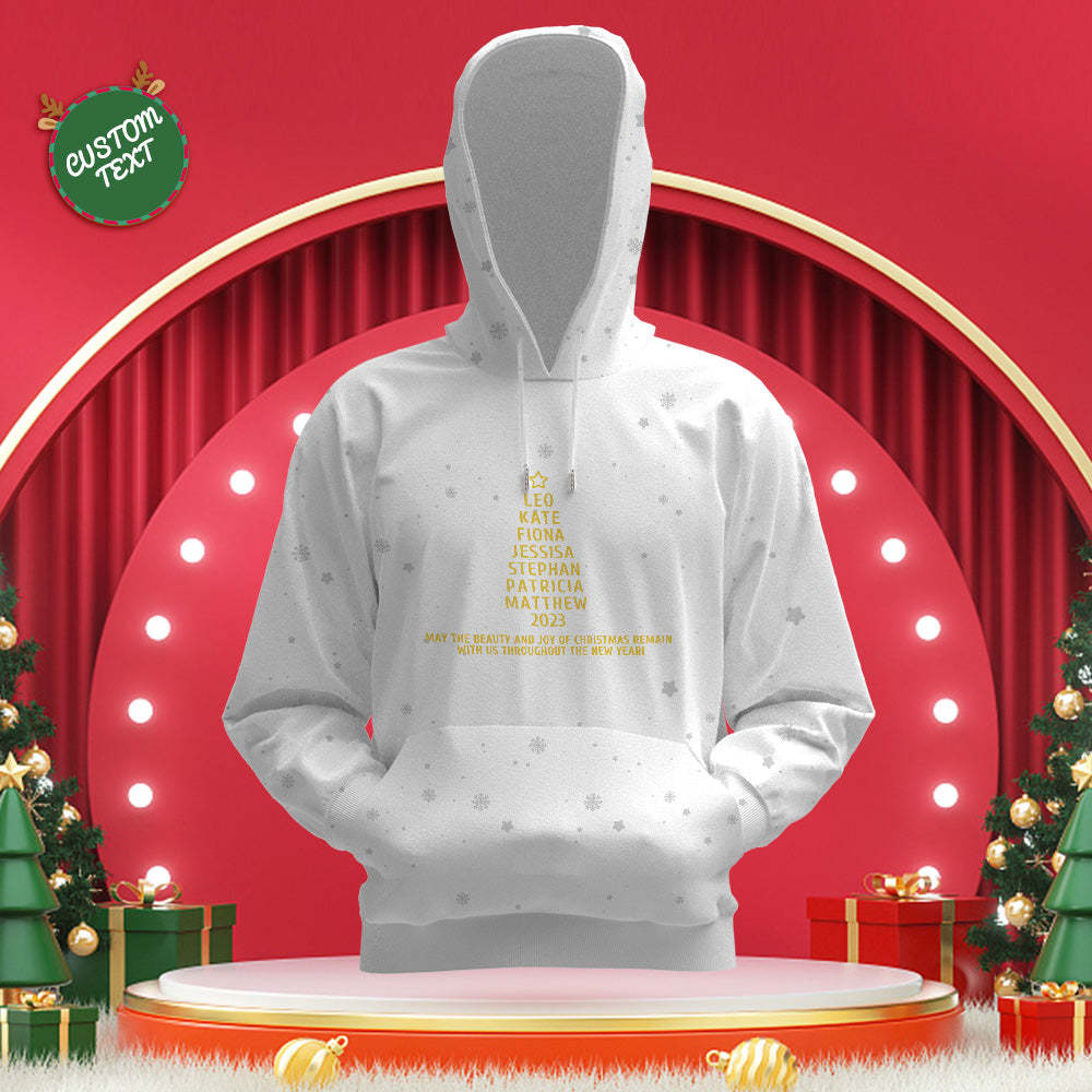 Benutzerdefinierte Familiennamen Weihnachtsbaum Hoodies Personalisierte Sweatshirts Weihnachtstagsgeschenke - dephotoblanket