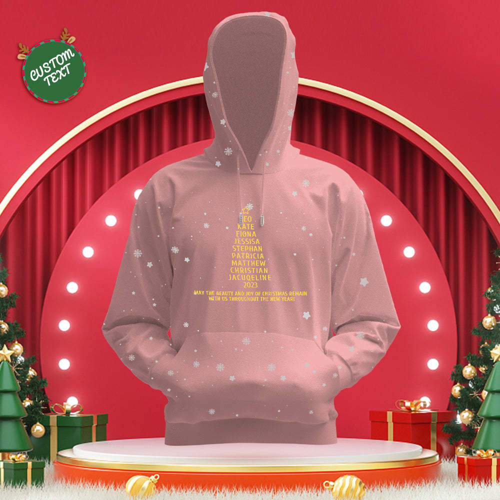 Benutzerdefinierte Familiennamen Weihnachtsbaum Hoodies Personalisierte Sweatshirts Weihnachtstagsgeschenke - dephotoblanket